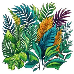 Tropical Leaves Coloring Page - Origin image