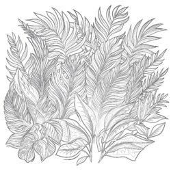 Tropical Leaves - Printable Coloring page