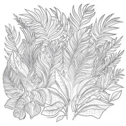 Tropical Leaves Coloring Page - Printable Coloring page
