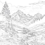 View Of The Beautiful Landscape In The Alps Coloring Page