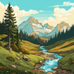 View Of The Beautiful Landscape In The Alps Coloring Page 2 2