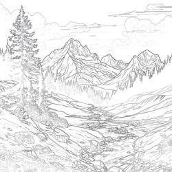 View Of The Beautiful Landscape In The Alps - Printable Coloring page