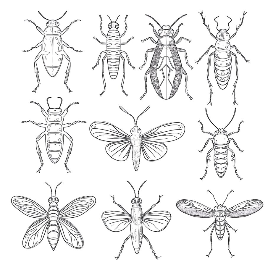 A Set Of Insect Coloring Page