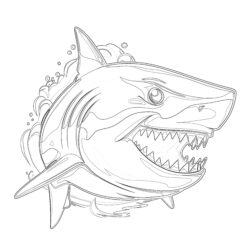 Big Angry White Shark - Printable Coloring page