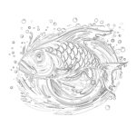 Big Fish with Splashes Coloring Page