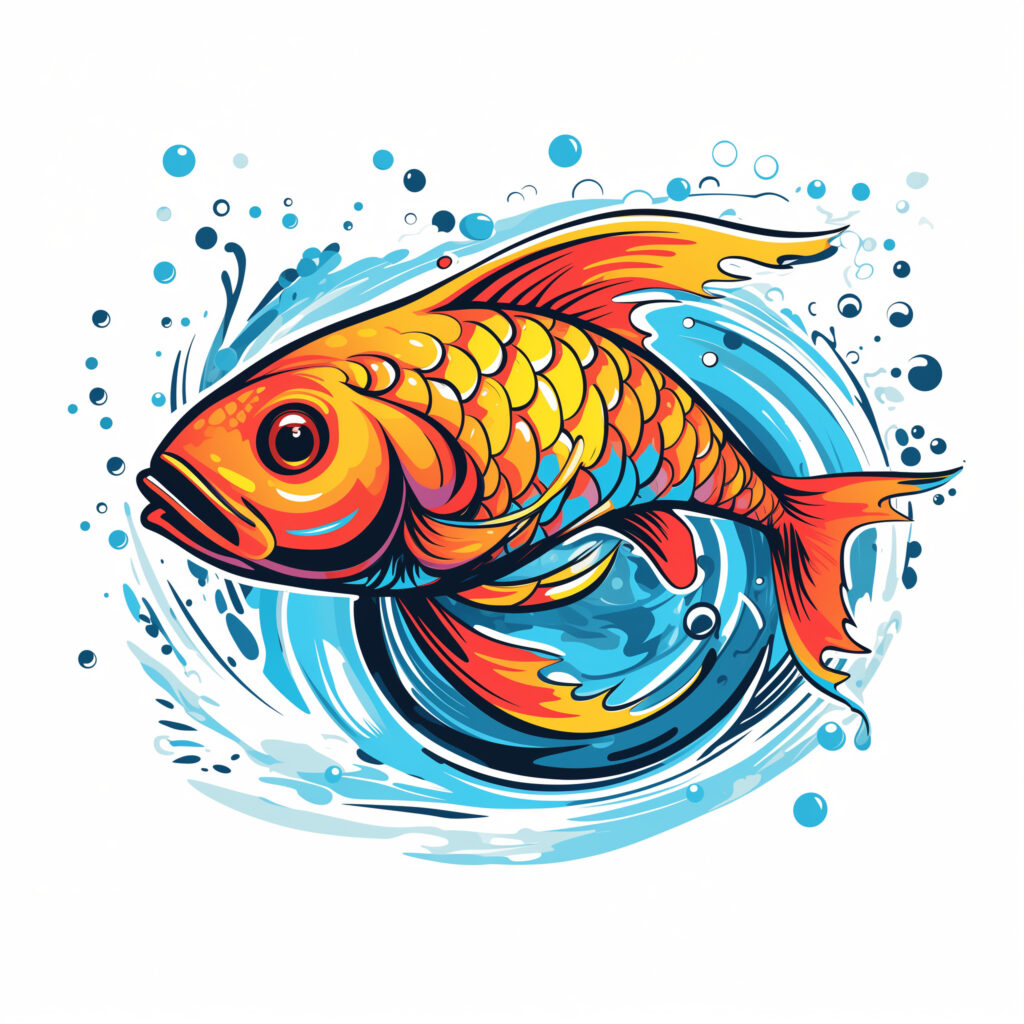 Big Fish with Splashes Coloring Page | Coloring Pages Mimi Panda