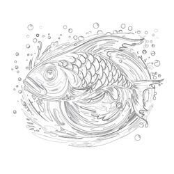 Big Fish With Splashes - Printable Coloring page