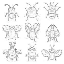Cartoon Bugs - Printable Coloring page