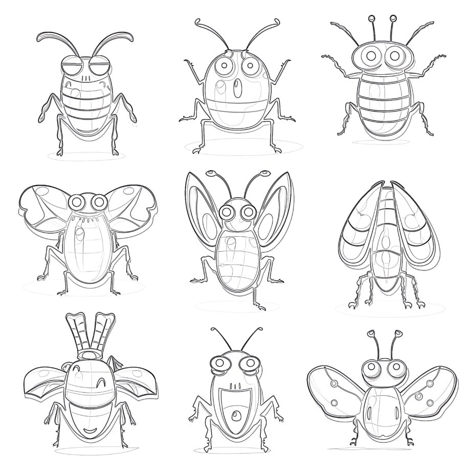 Cartoon Bugs Coloring Page