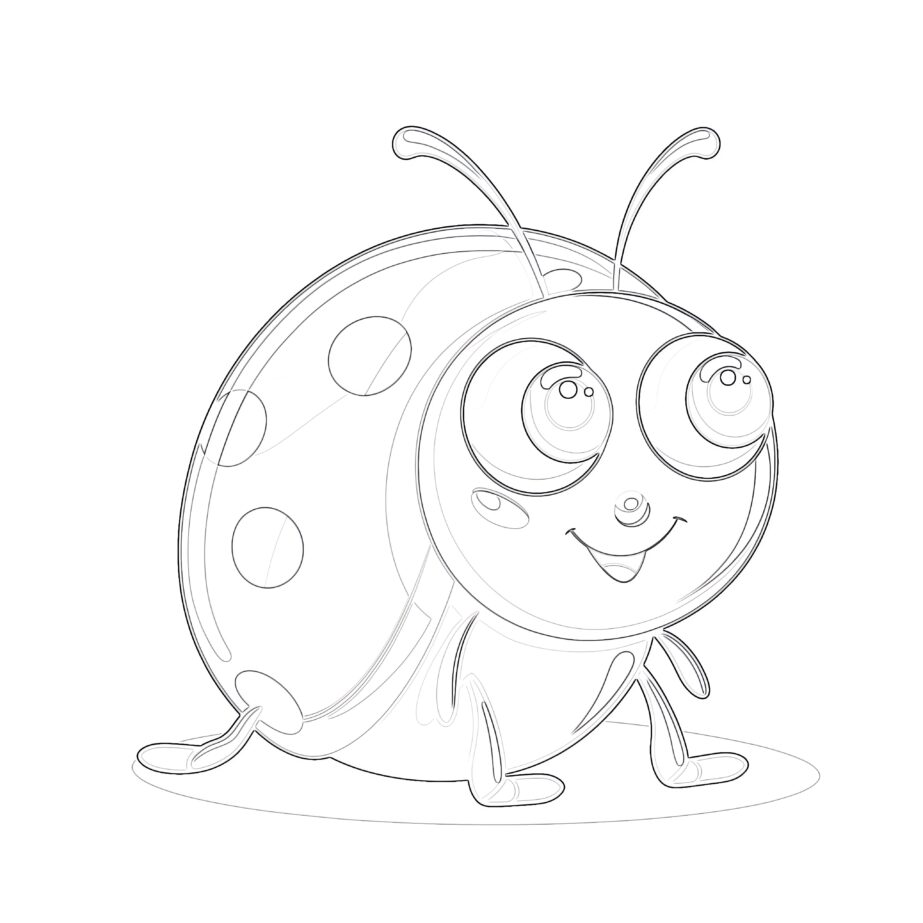 Cartoon Ladybug Coloring Page