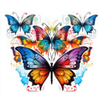 Colorful Butterflies Coloring Page 2