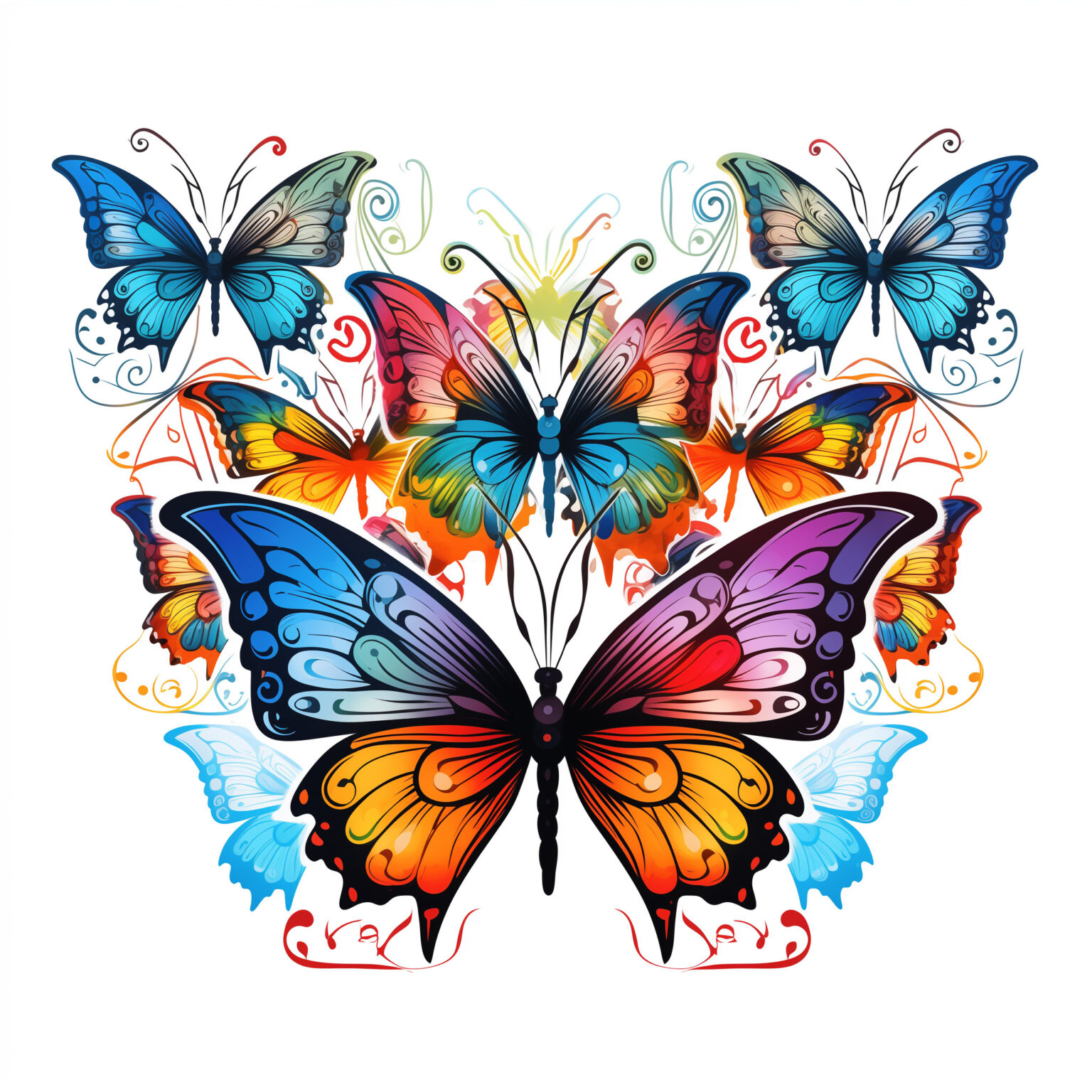 Colorful Butterflies Coloring Page | Coloring Pages Mimi Panda