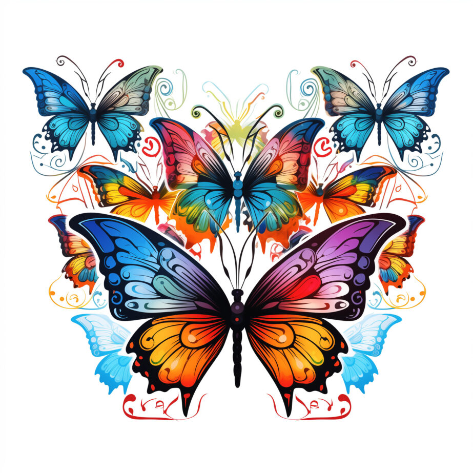 Colorful Butterflies Coloring Page 2Original image
