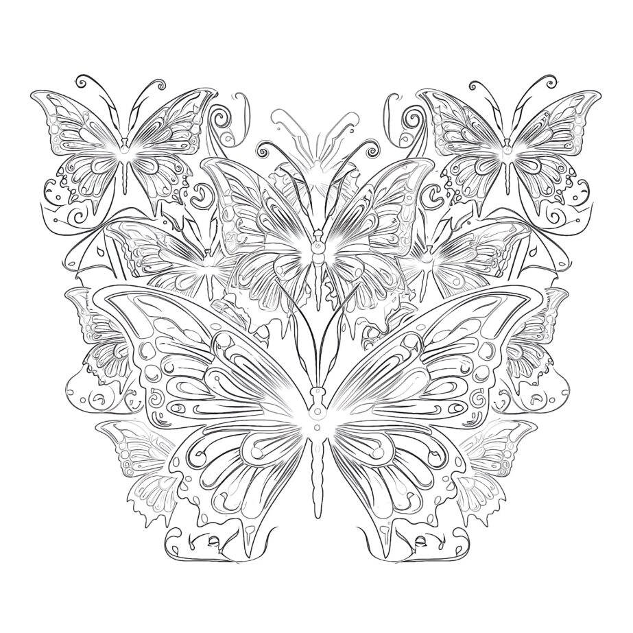 Colorful Butterflies Coloring Page