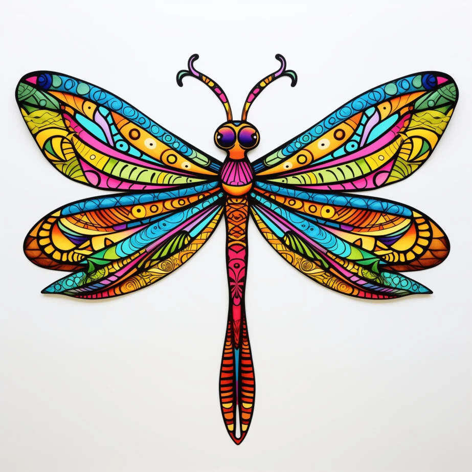 Colorful Dragonfly Zentangle Arts Coloring Page 2