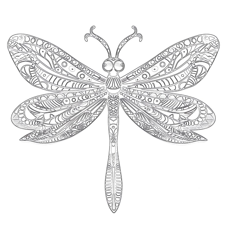 Colorful Dragonfly Zentangle Arts Coloring Page