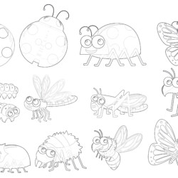 School Planner With Insects Characters - Coloring page