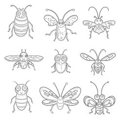 Cute Insects - Printable Coloring page