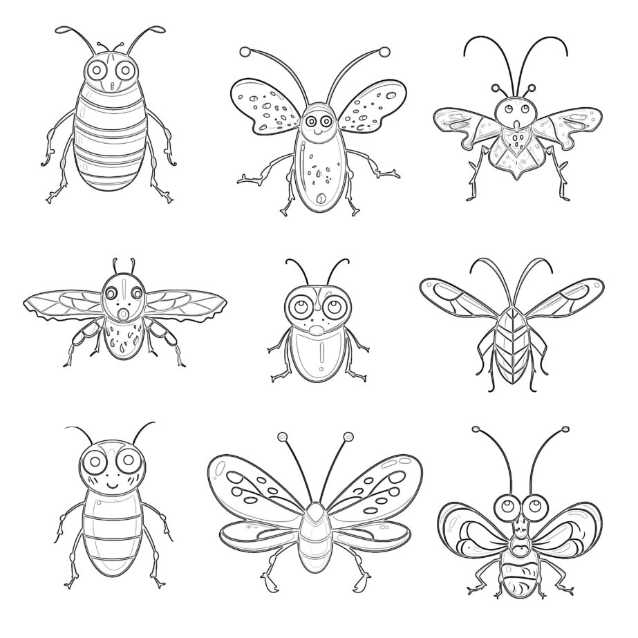 Cute Insects Coloring Page