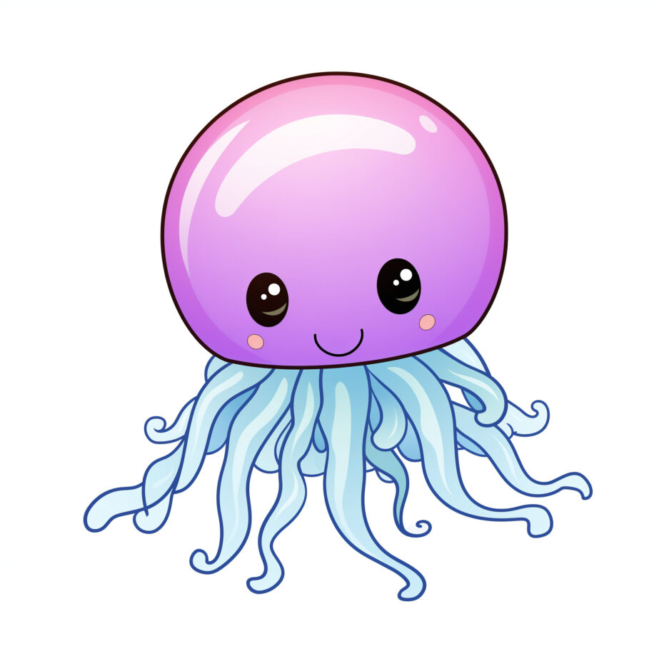 Cute Jellyfish Cartoon Coloring Page 2Original image