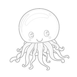 Cute Jellyfish Cartoon - Printable Coloring page