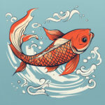 Koi Fish in Vintage Style Coloring Page 2