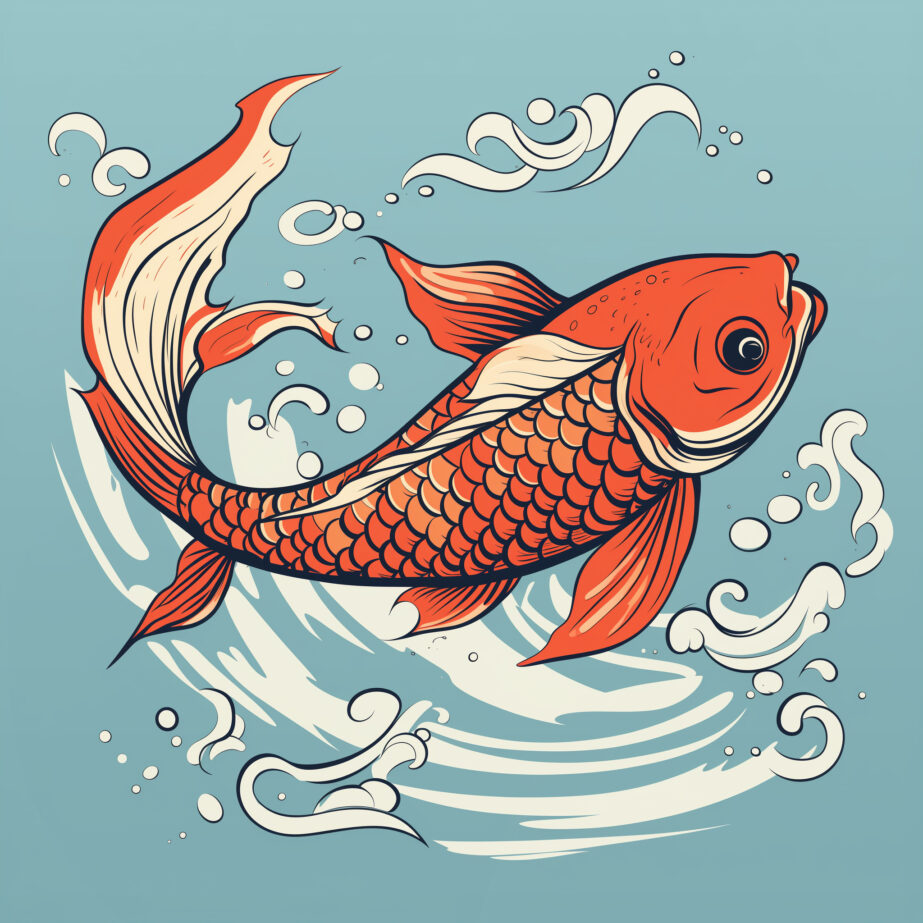 Koi Fish in Vintage Style Coloring Page 2Original image
