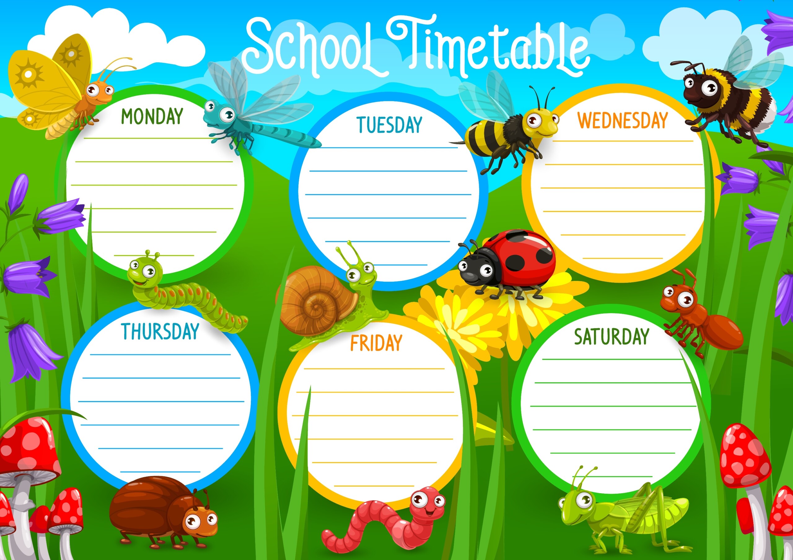School Planner With Insects Characters - Original image