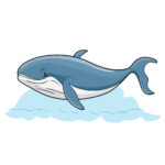 Whale Cartoon Coloring Page 2