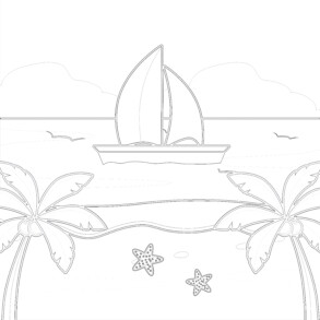 Beach And Sea - Coloring page