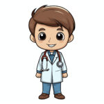 Cute Doctor With Stethoscope Coloring Page 2