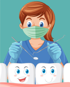 Dentist Girl And Funny Teeth - Original image