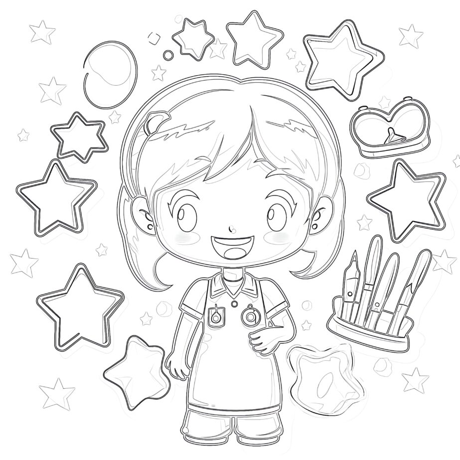 Dentist Girl And Funny Teeth Coloring Page