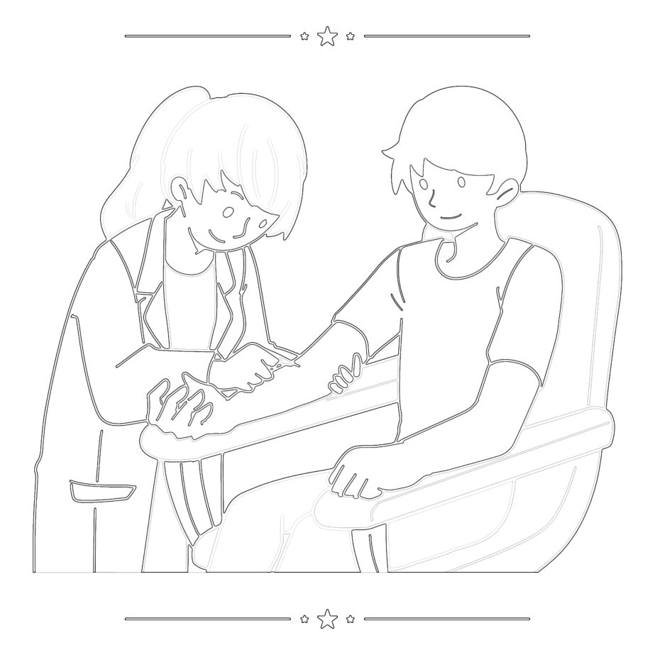 Doctor And Blood Sampling Coloring Page