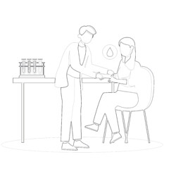 Doctor And Blood Sampling - Printable Coloring page