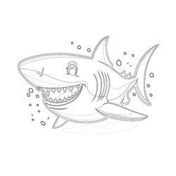 Happy Shark - Printable Coloring page