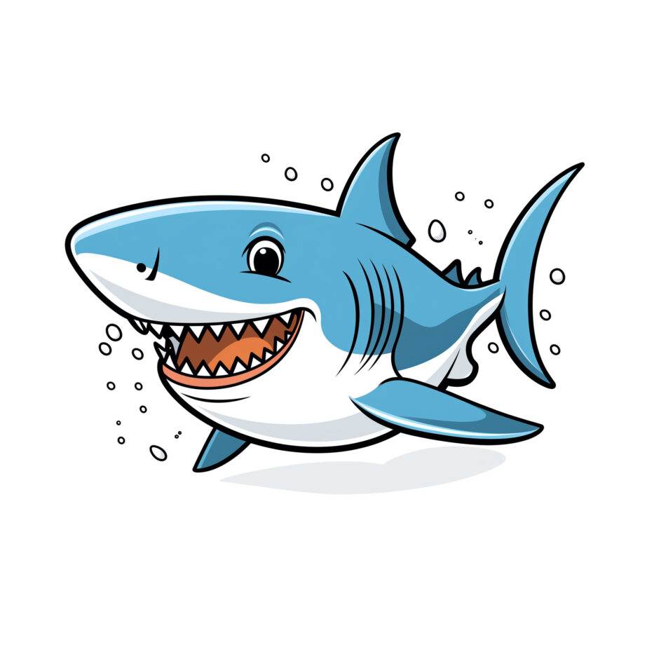 Happy Shark Coloring Page 2