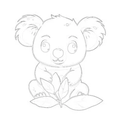 Cute Little Koala - Printable Coloring page