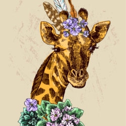 Vintage Giraffe In Flowers - Origin image