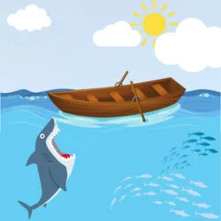 Shark And Boat Coloring Page - Origin image