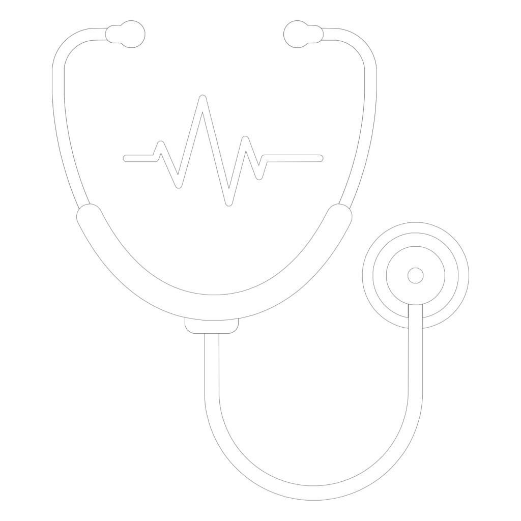 Printable Stethoscope With Heartbeat Coloring Page - Mimi Panda