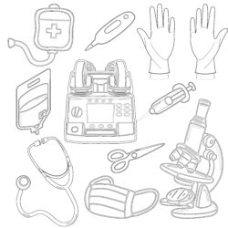 Subjects Of Medicine - Printable Coloring page