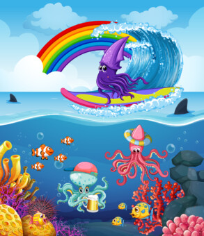 Underwater Animals And Rainbow - Original image