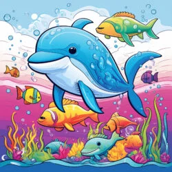 Underwater Animals And Rainbow Coloring Page - Origin image
