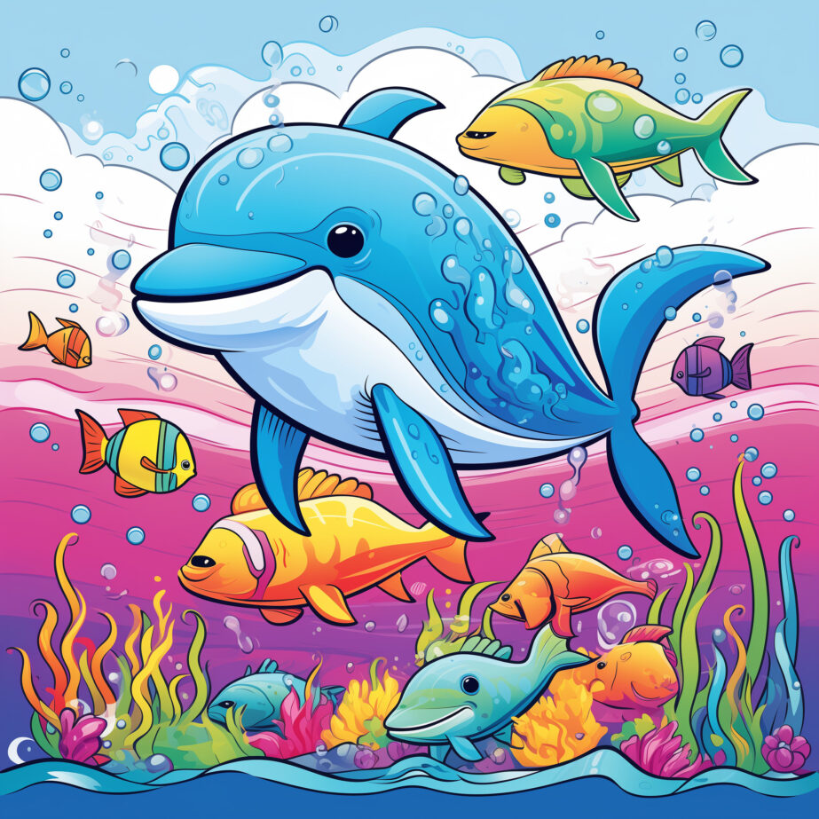 Underwater Animals And Rainbow Coloring Page 2