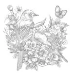 Vintage Beautiful Birds Coloring Page