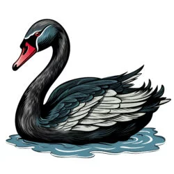 Vintage Black Swan Coloring Page - Origin image