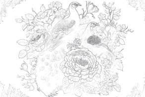 Vintage Peafowls In Flowers - Coloring page