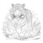 Vintage Tiger Coloring Page