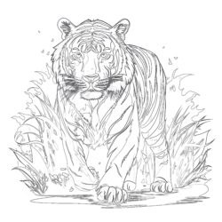 Vintage Tiger - Printable Coloring page